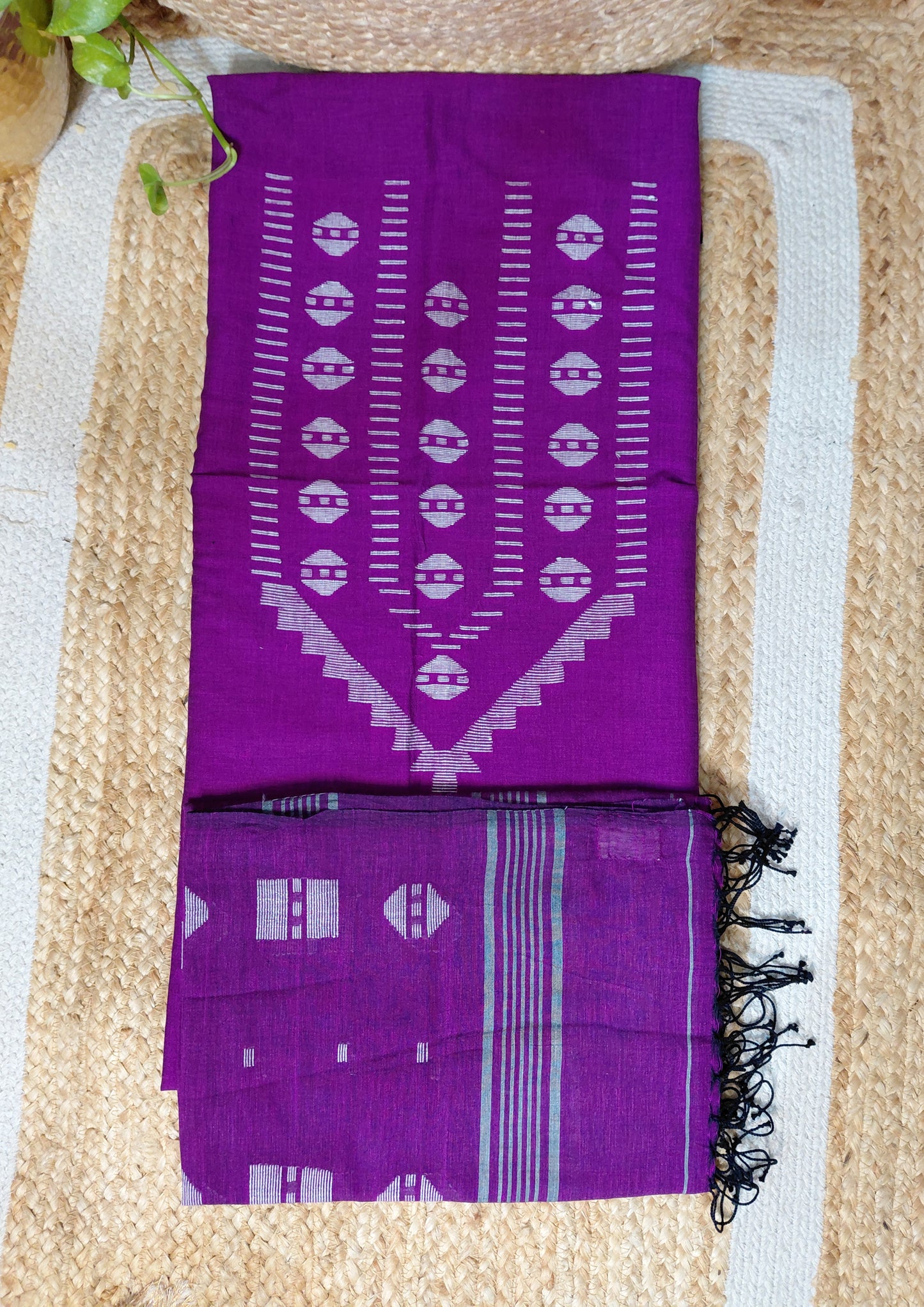 Jamdani Cotton Suit- Purple JS3