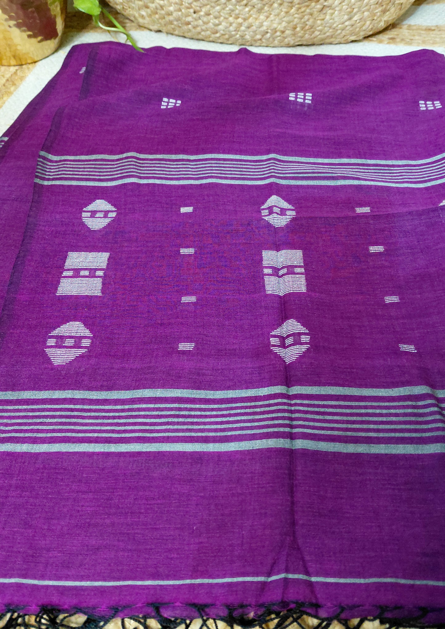 Jamdani Cotton Suit- Purple JS3