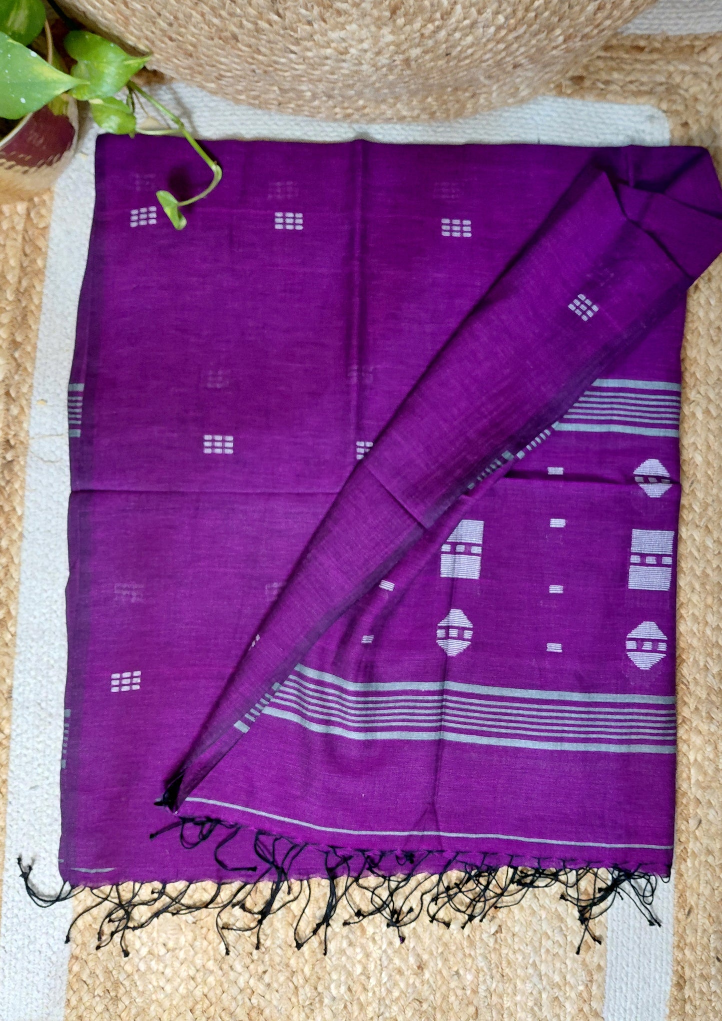 Jamdani Cotton Suit- Purple JS3