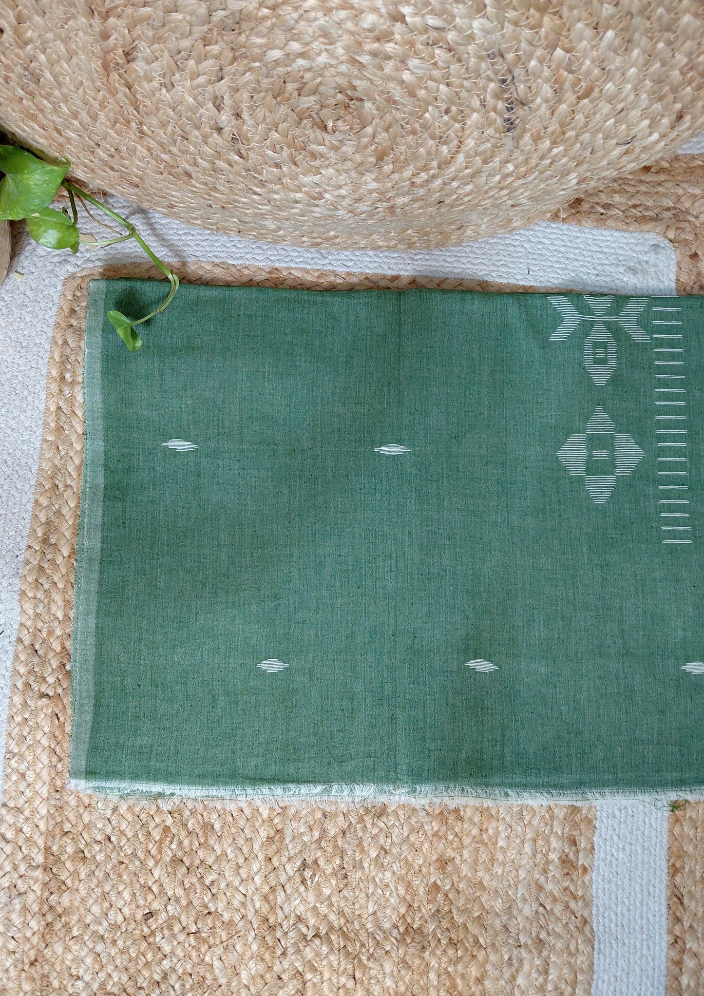 Jamdani Cotton Suit- Green JS5