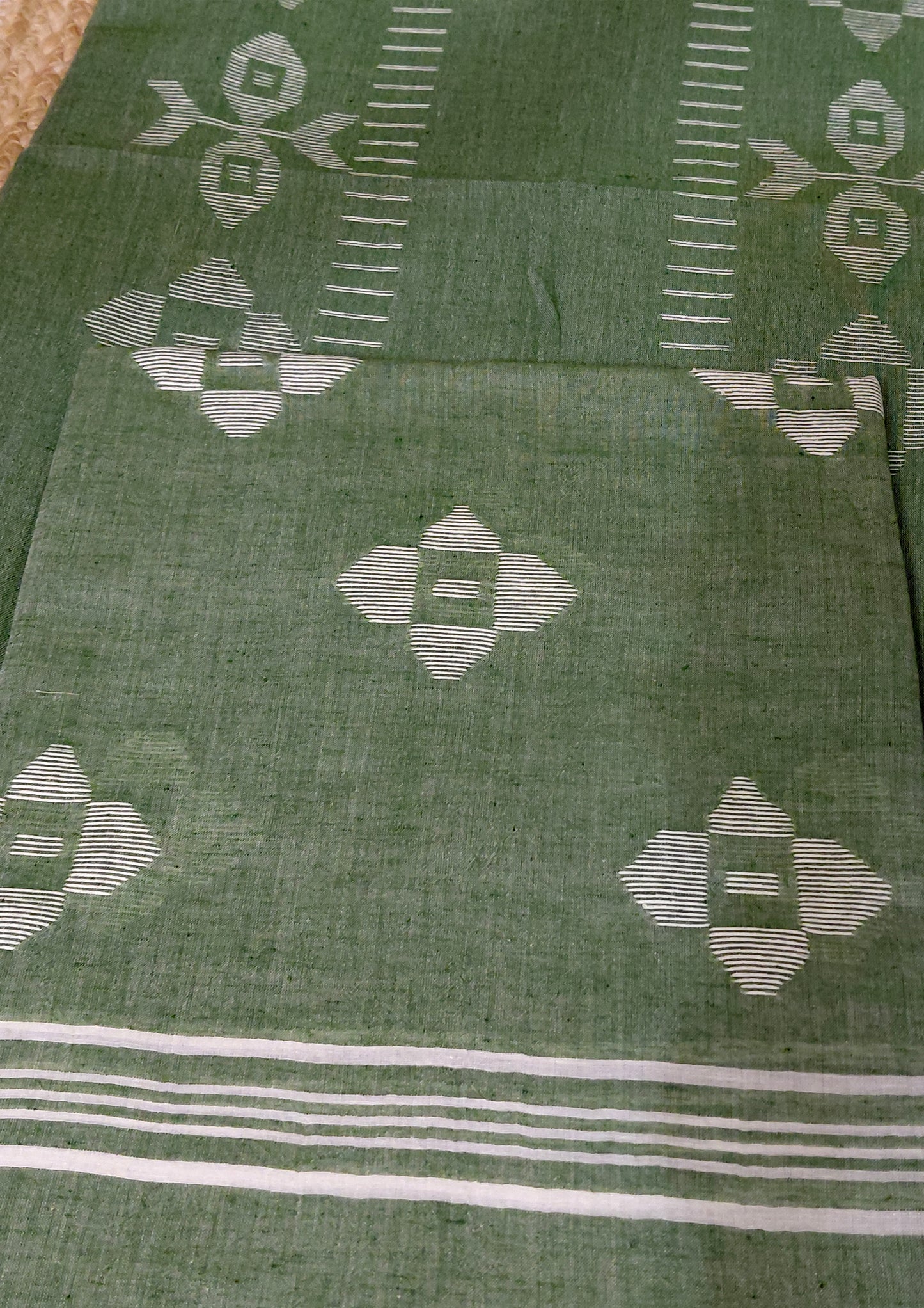 Jamdani Cotton Suit- Green JS5