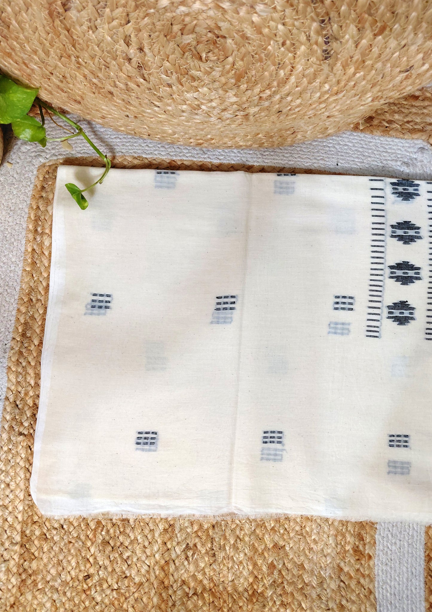 Jamdani Cotton Suit- White JS6