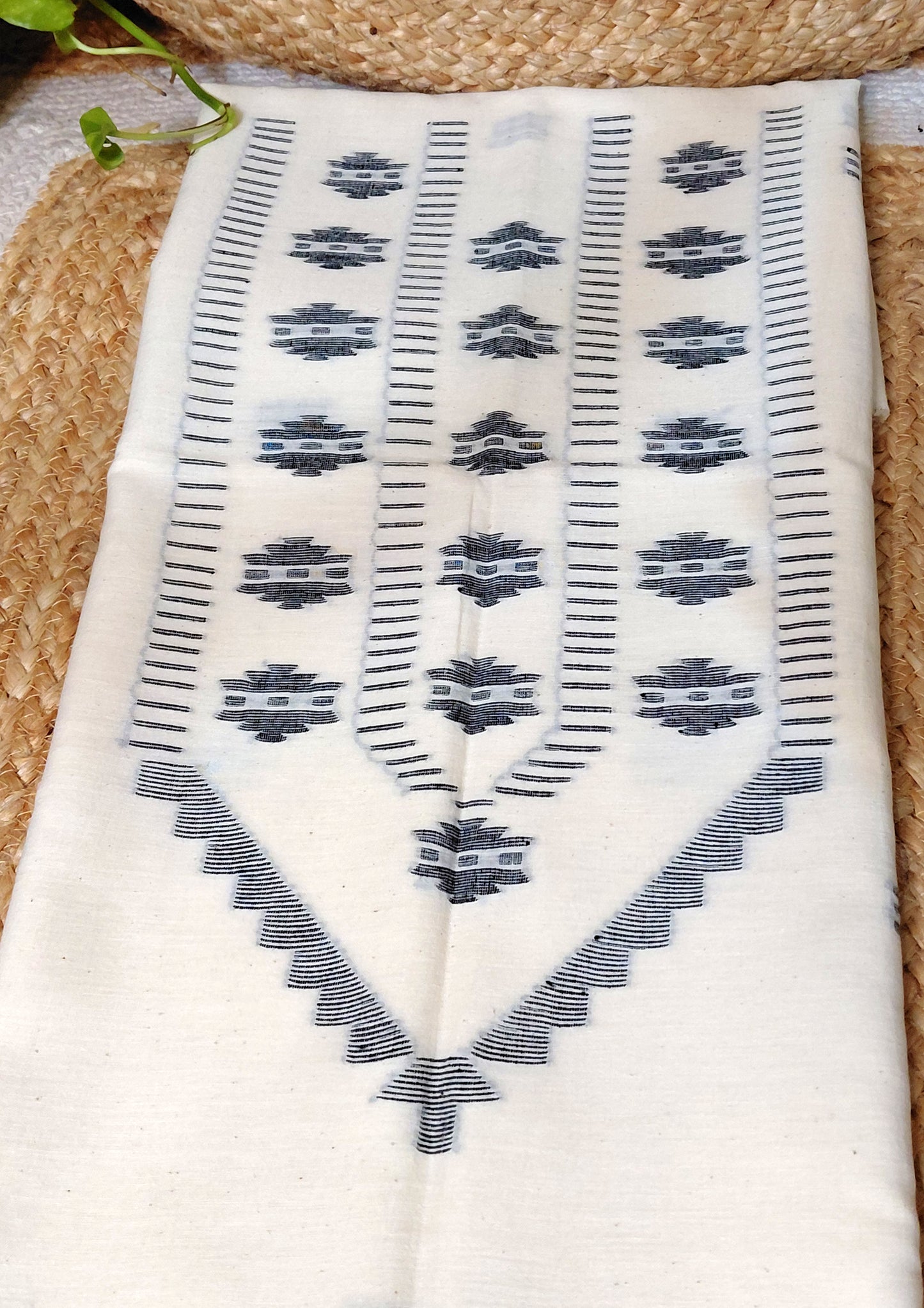 Jamdani Cotton Suit- White JS6