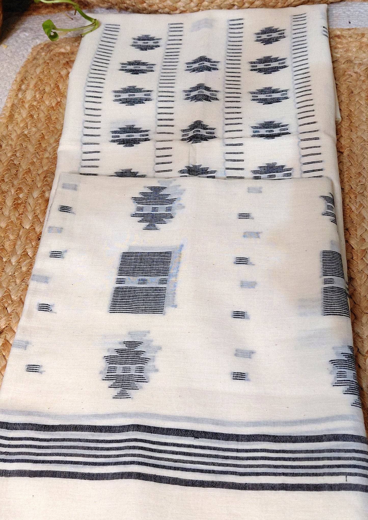 Jamdani Cotton Suit- White JS6