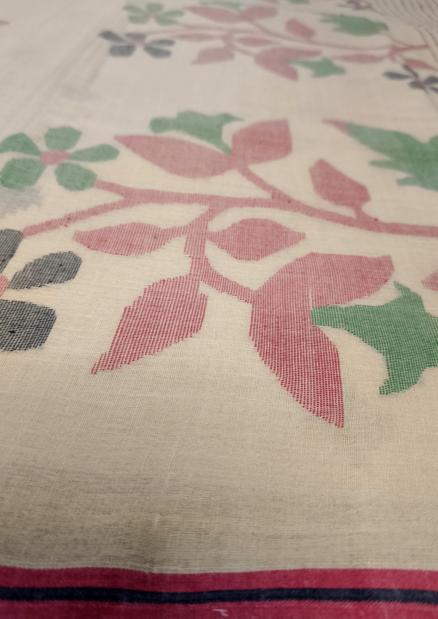 Cotton Jamdani Phool Buti- Cream