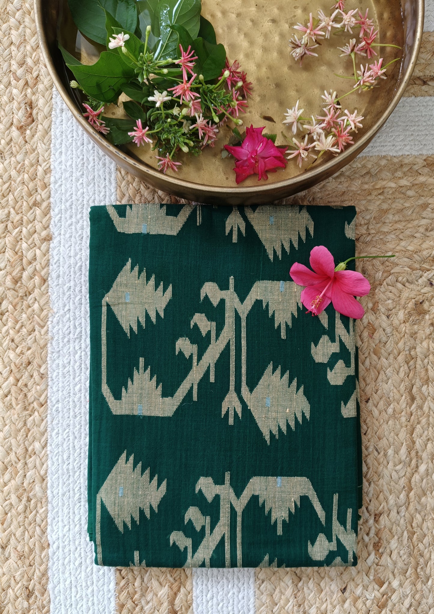 Cotton Jamdani Buti J25- D Green