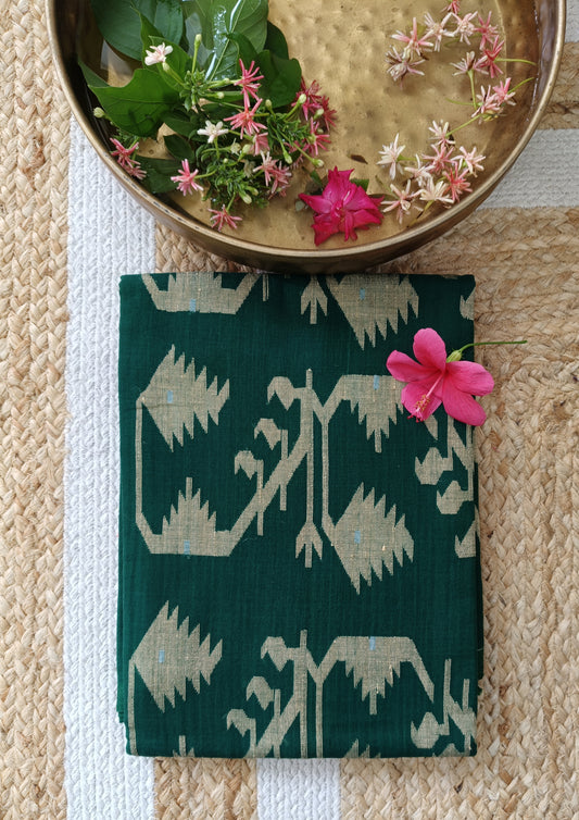 Cotton Jamdani Buti J25- D Green