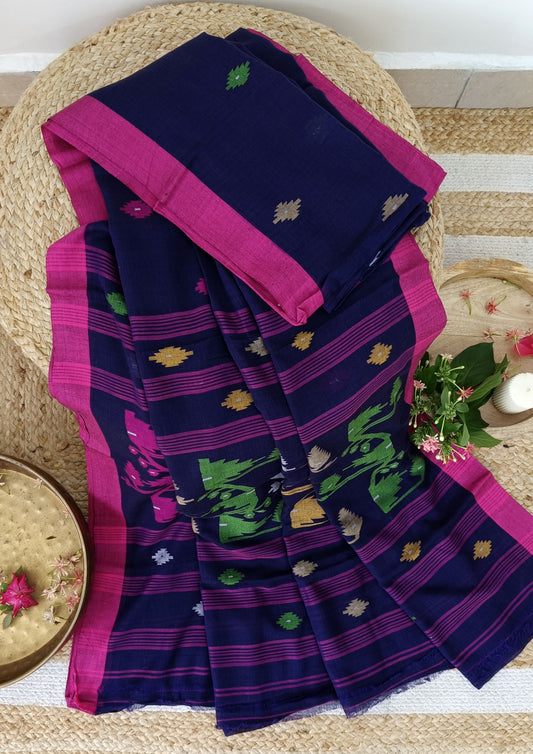 Cotton Jamdani Buti J26- Purple