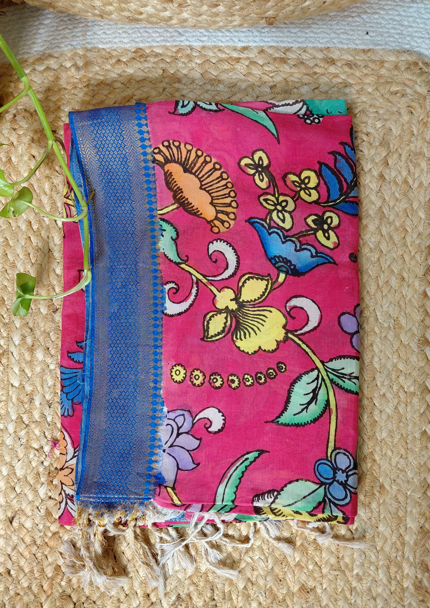 Kalamkari Handpainted Dupatta- Red K16