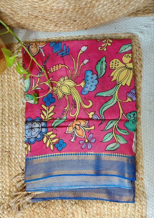 Kalamkari Handpainted Dupatta- Red K16