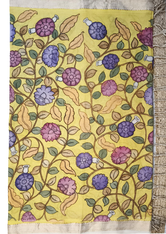 Kalamkari Dupatta- Yellow K2