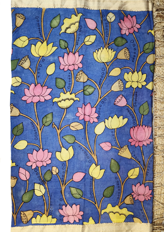 Kalamkari Dupatta- Blue K4