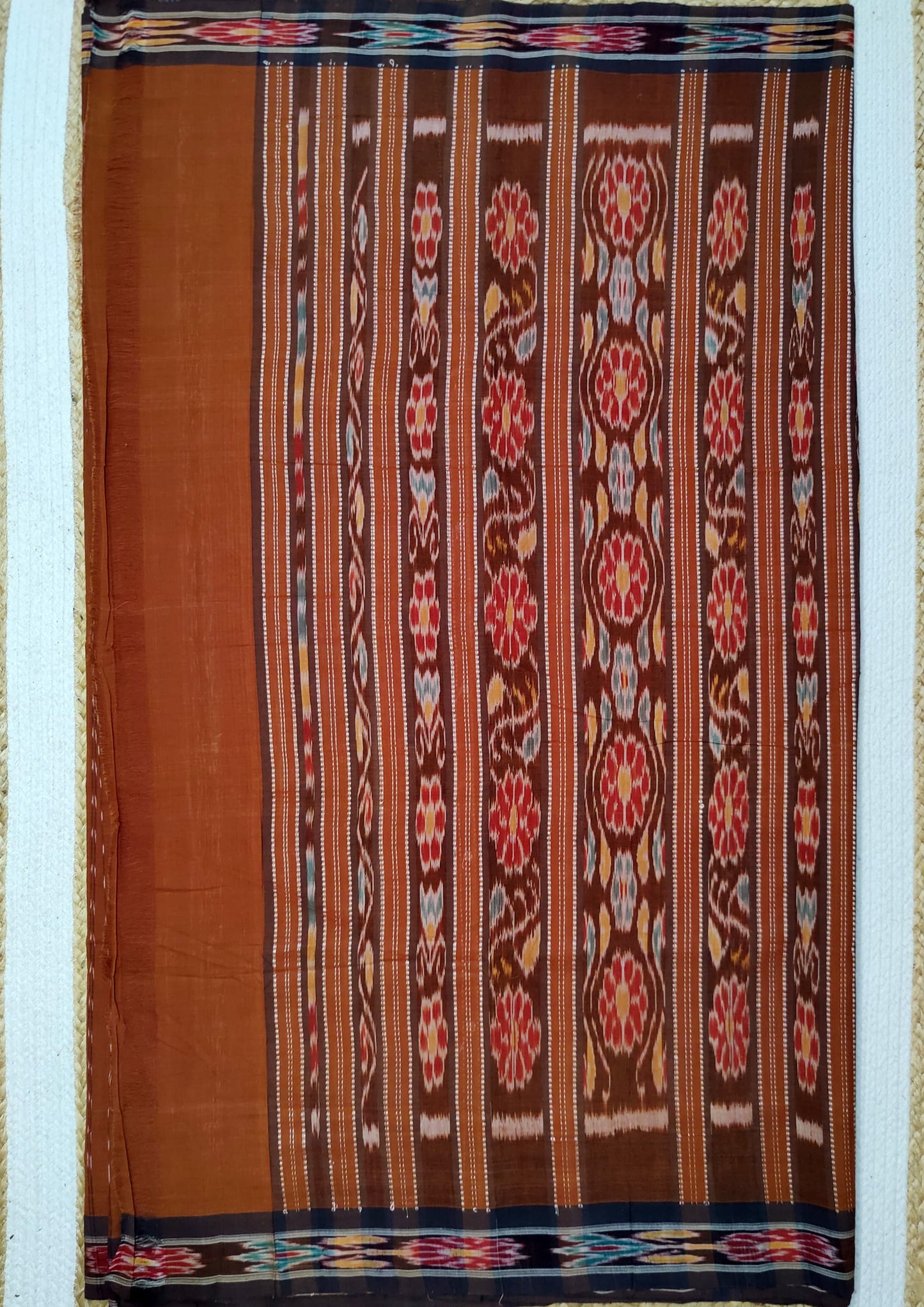 Khadi Ikat Cotton Saree- Brown 1