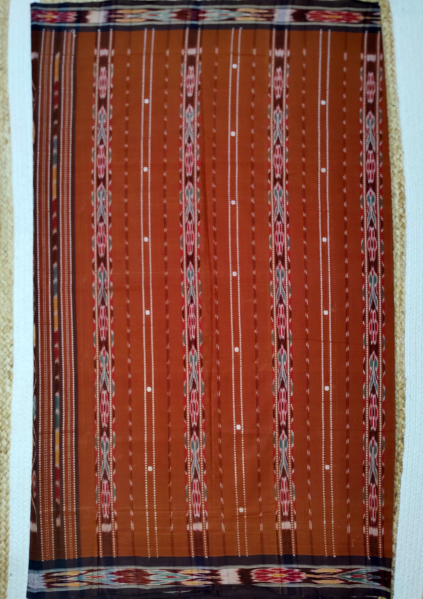 Khadi Ikat Cotton Saree- Brown 1