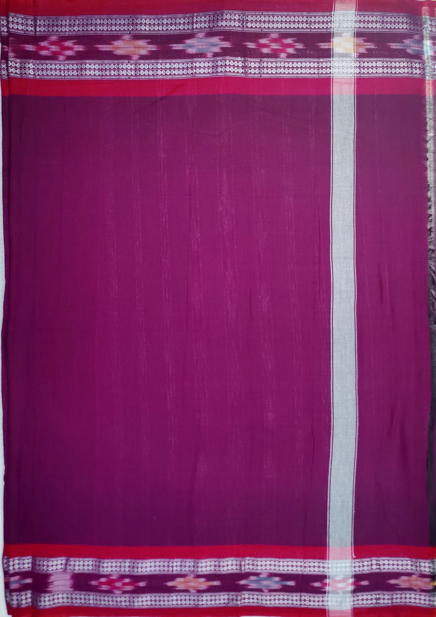 Khadi Ikat Cotton Saree- Magenta2