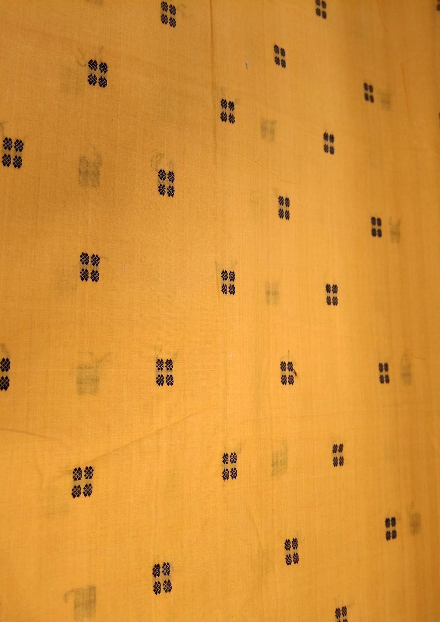 Khadi Ikat Cotton Saree- Mustard