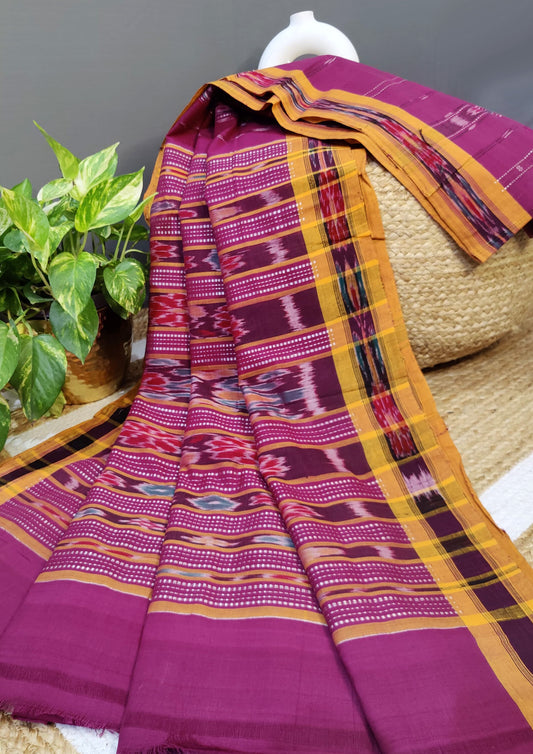 Khadi Ikat Cotton Saree- Pink 2