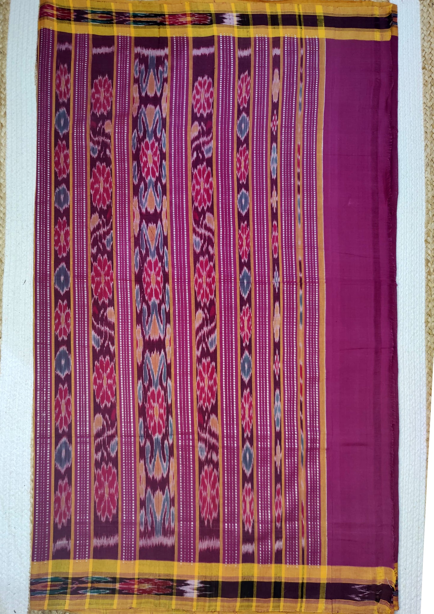 Khadi Ikat Cotton Saree- Pink 2