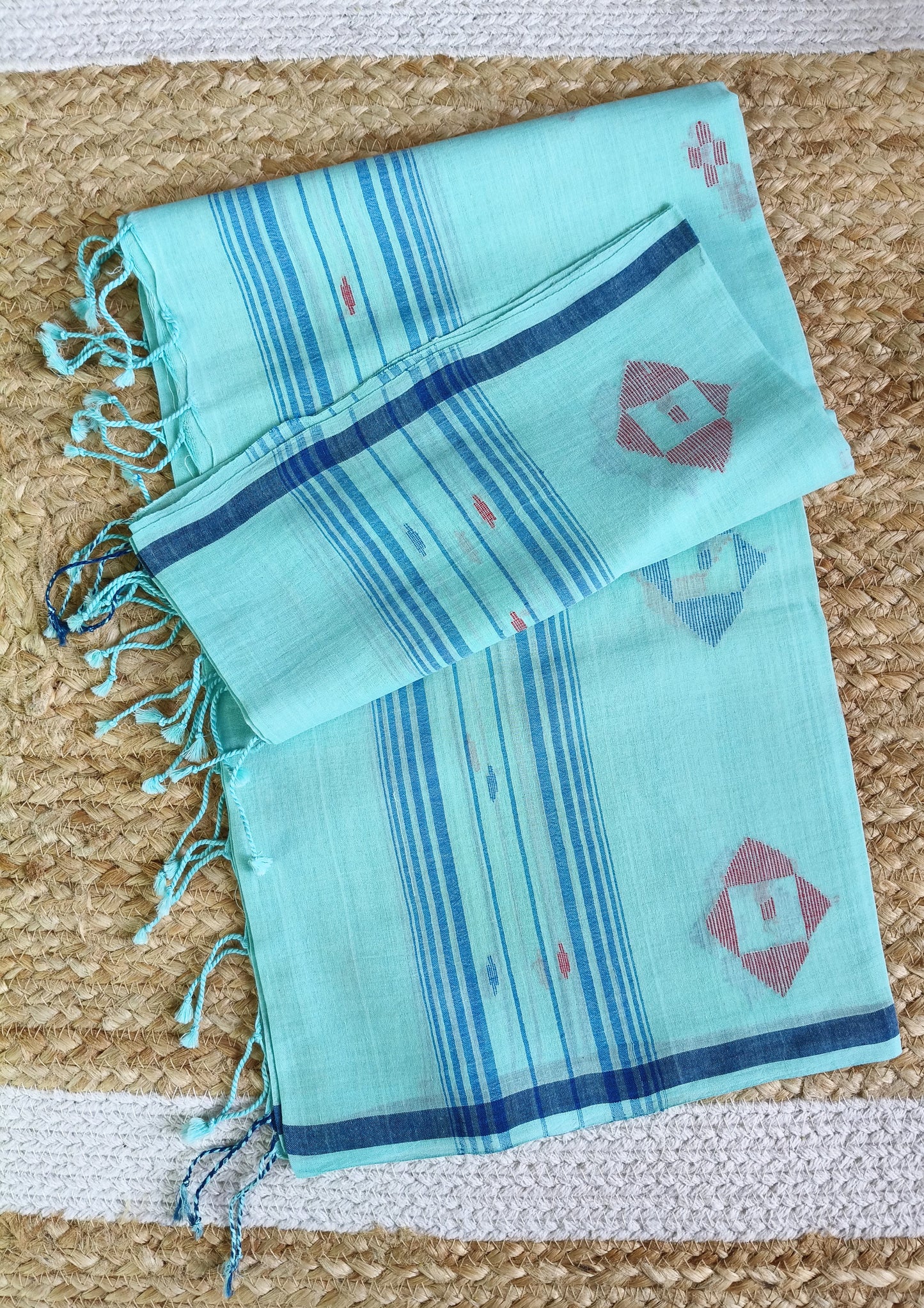 Jamdani Stole- Light Blue LB1