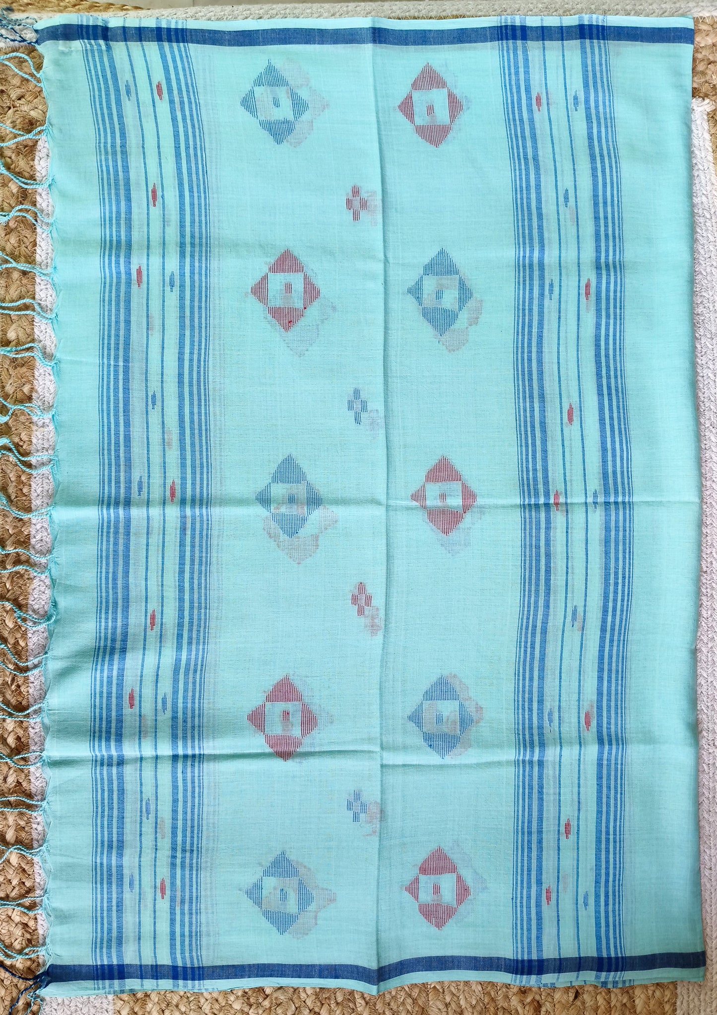 Jamdani Stole- Light Blue LB1