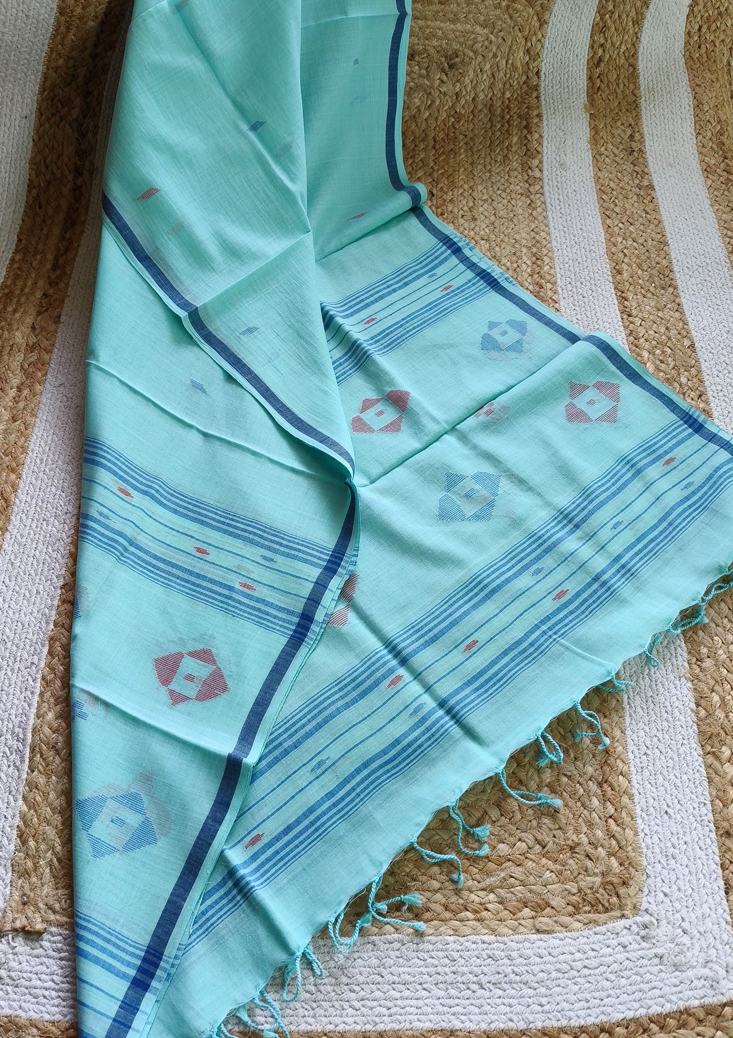 Jamdani Stole- Light Blue LB1