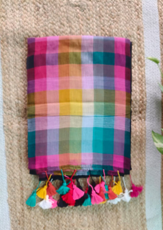 Cotton M11- Multicolor Checks Black