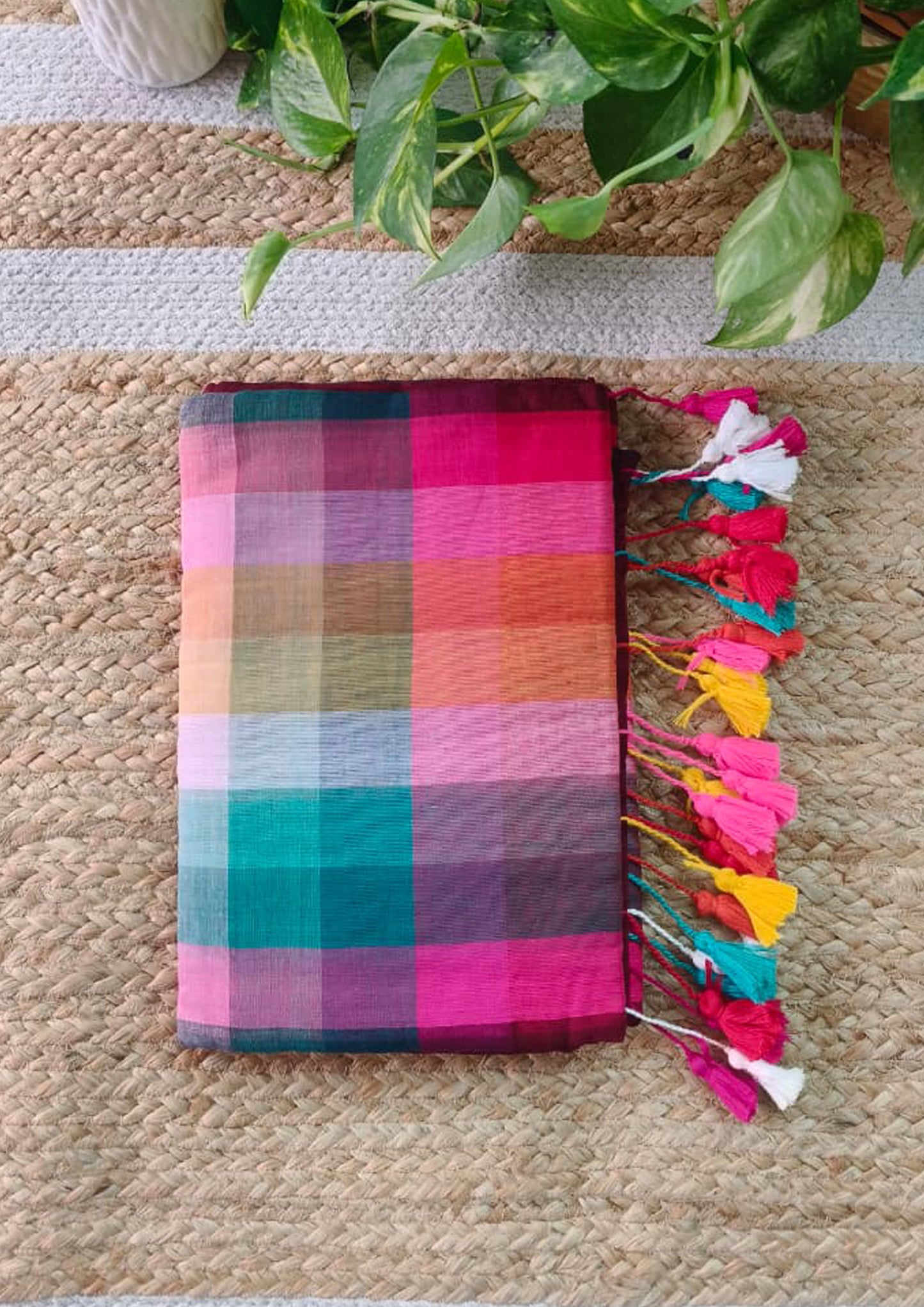 Cotton M14- Multicolor Checks Maroon