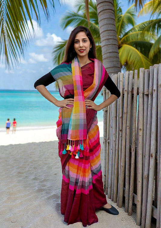 Cotton M14- Multicolor Checks Maroon