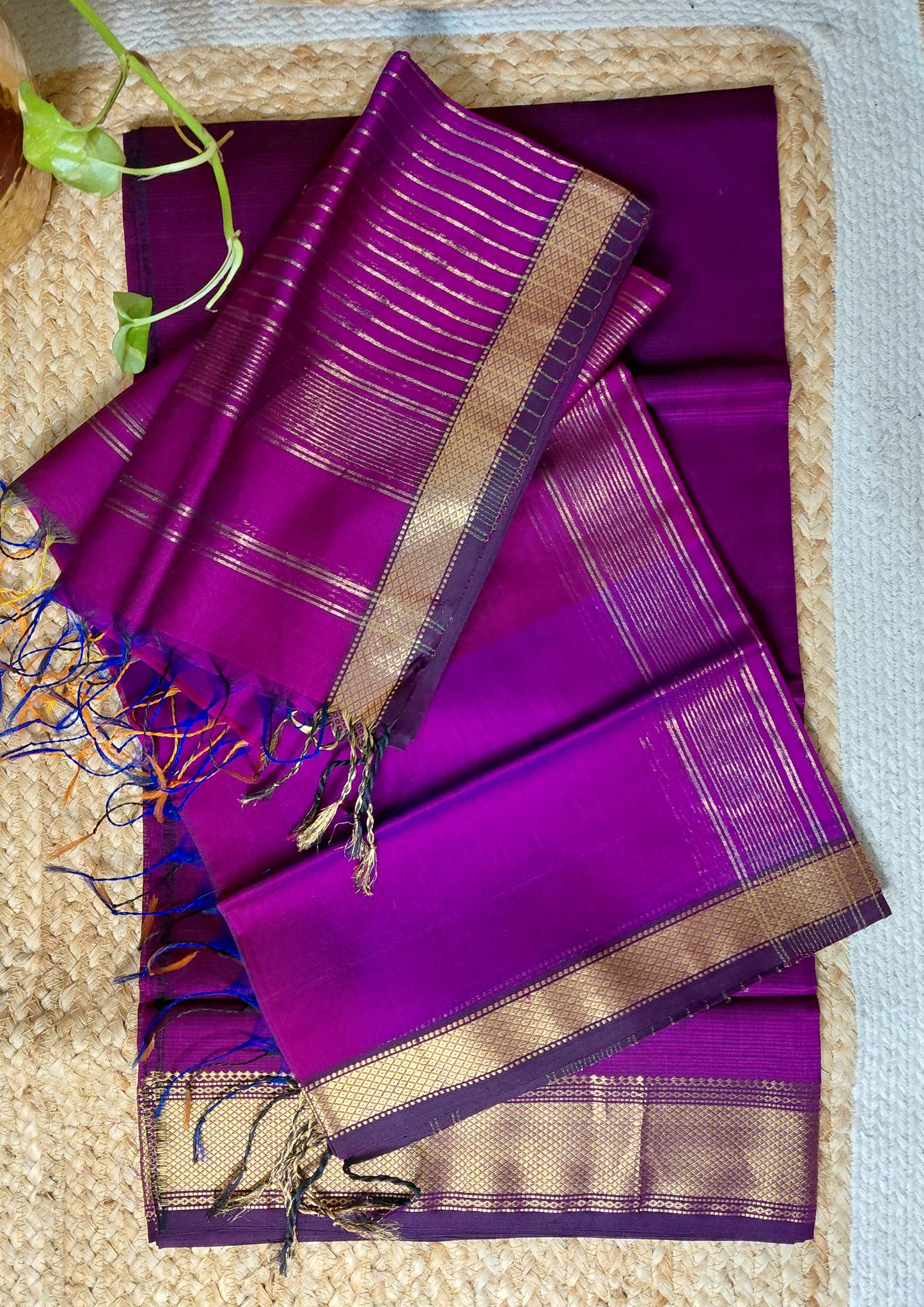 Maheshwari Silk Suit Set- Purple M22