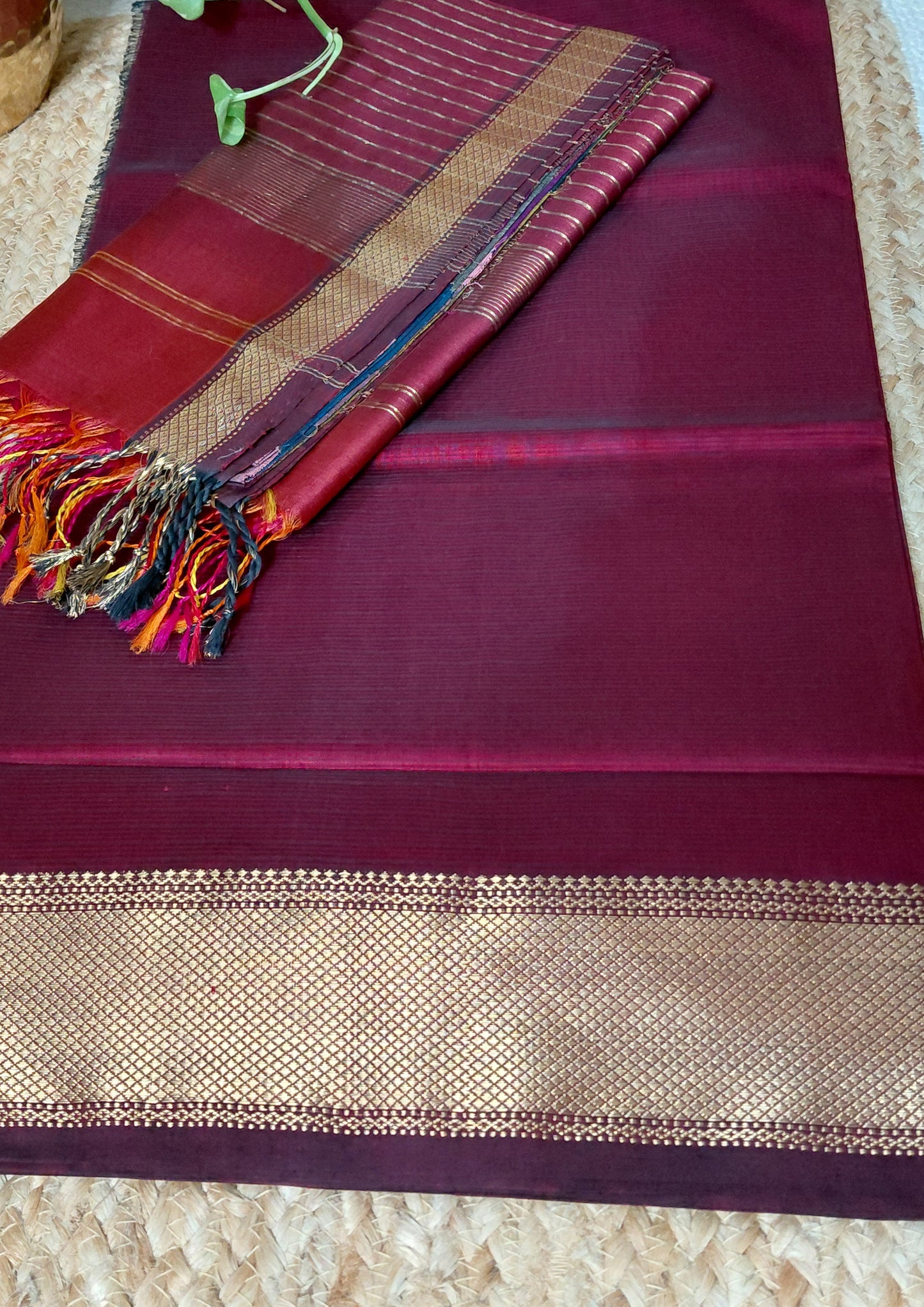 Maheshwari Silk Suit Set- Maroon M23