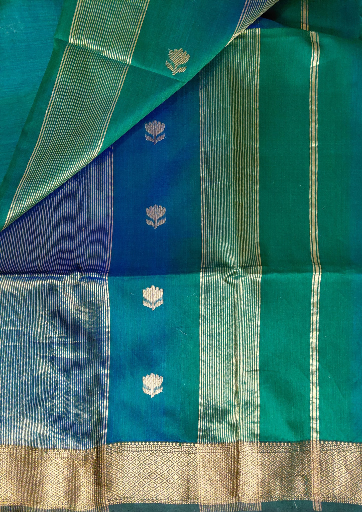 Maheshwari silk saree- Blue Green M10