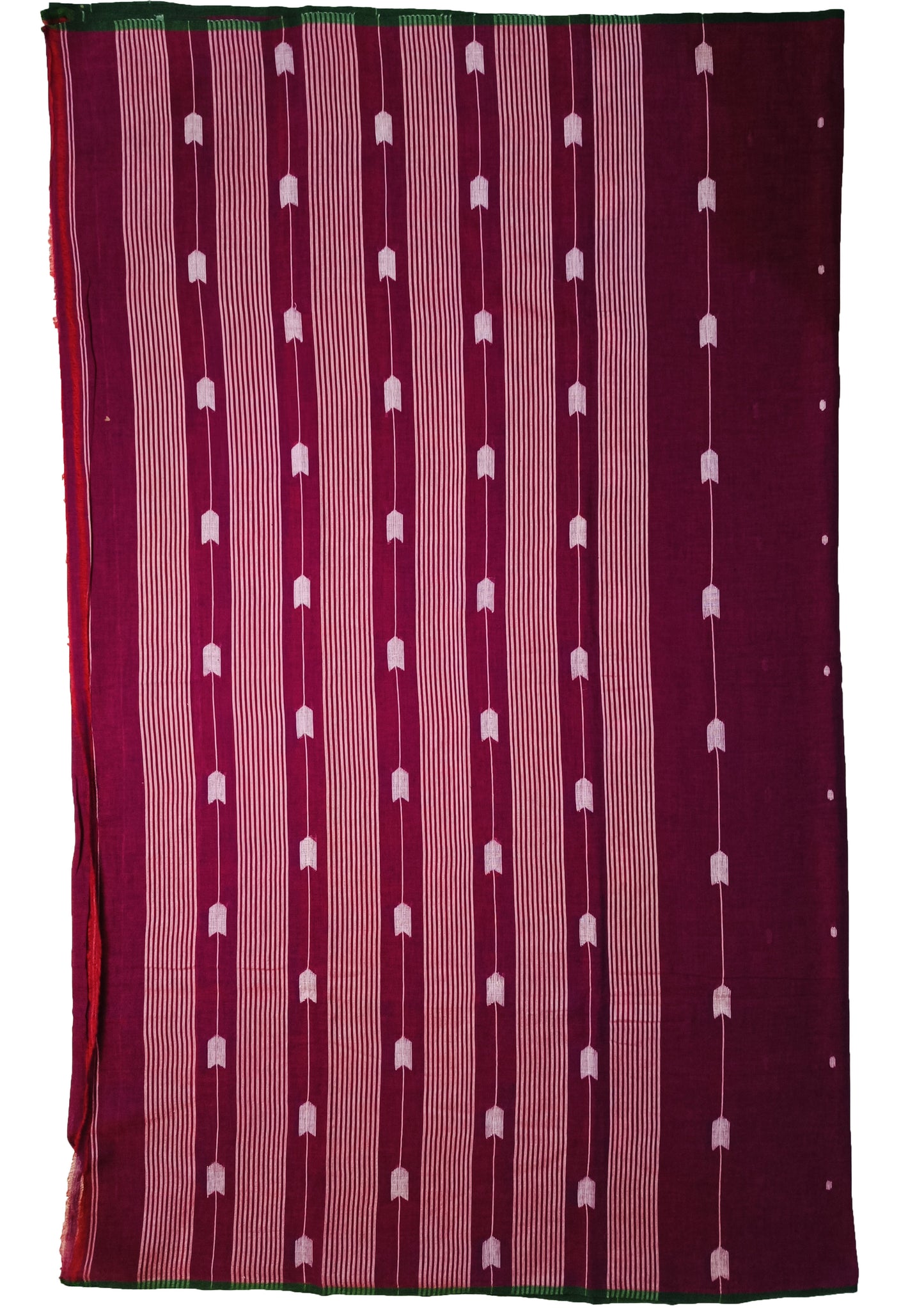 Cotton Jamdani Arrow Buti Saree- Magenta