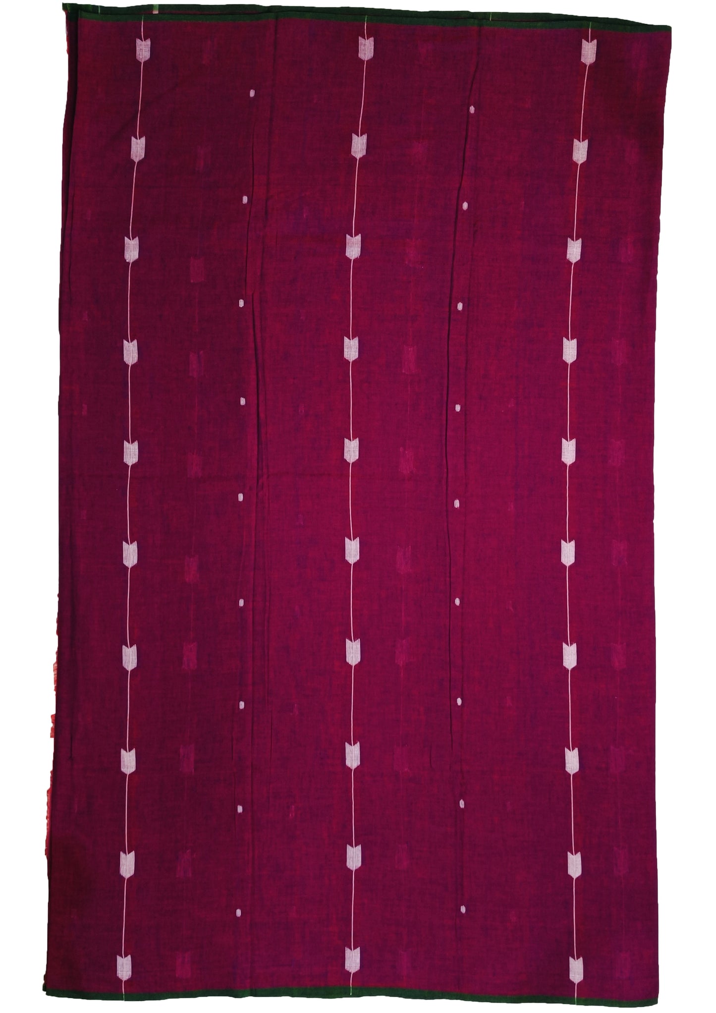 Cotton Jamdani Arrow Buti Saree- Magenta