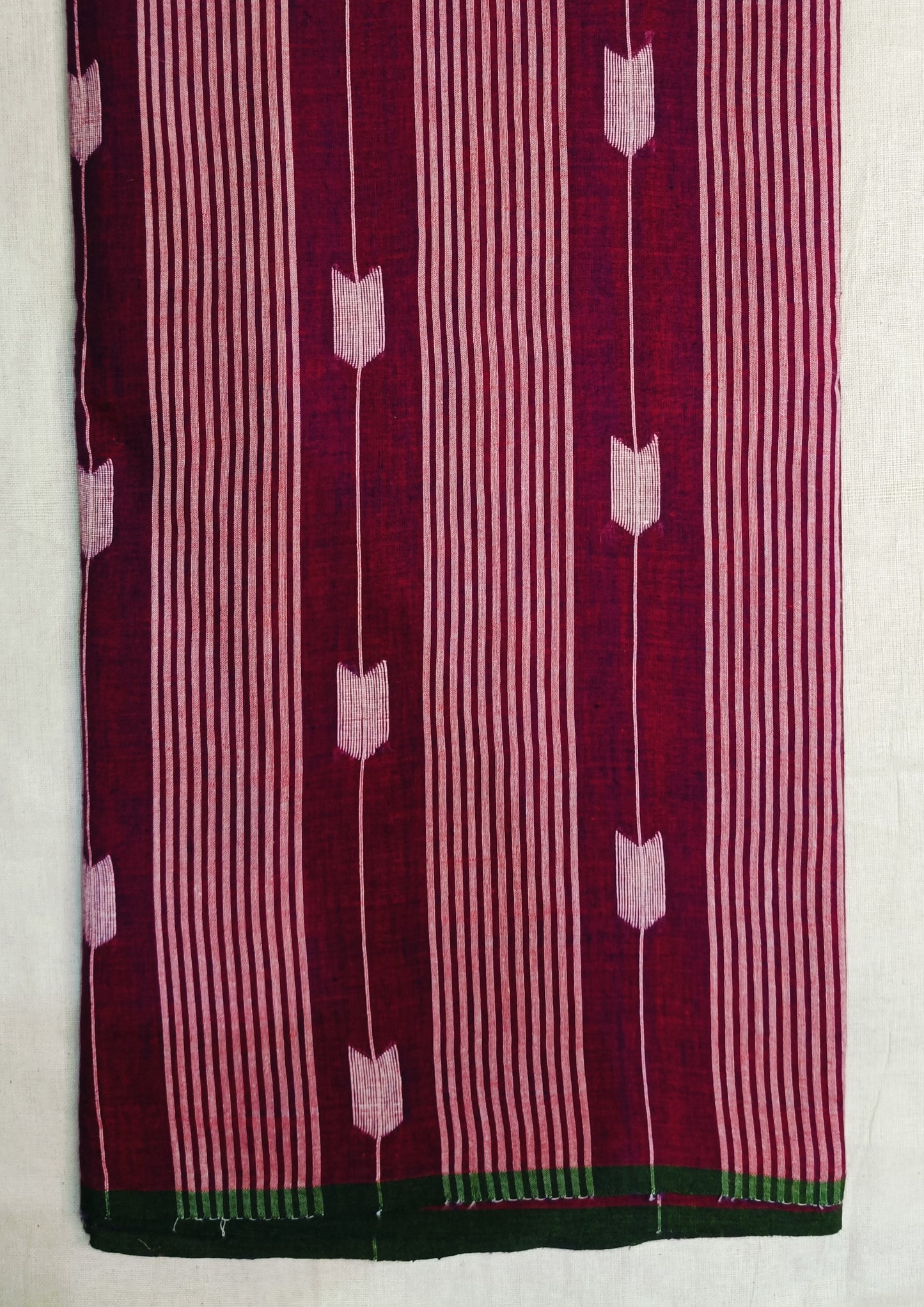 Cotton Jamdani Arrow Buti Saree- Magenta