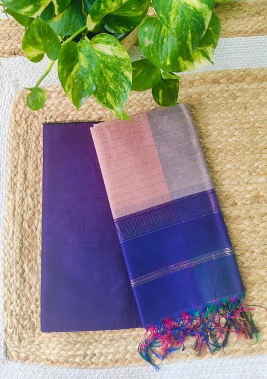 Maheshwari Silk Suit Set- Purple M18