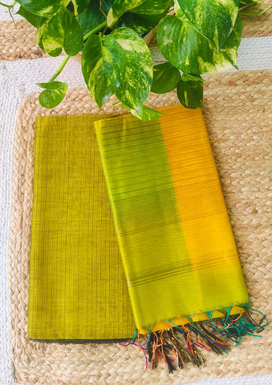 Maheshwari Silk Suit Set- Green M20