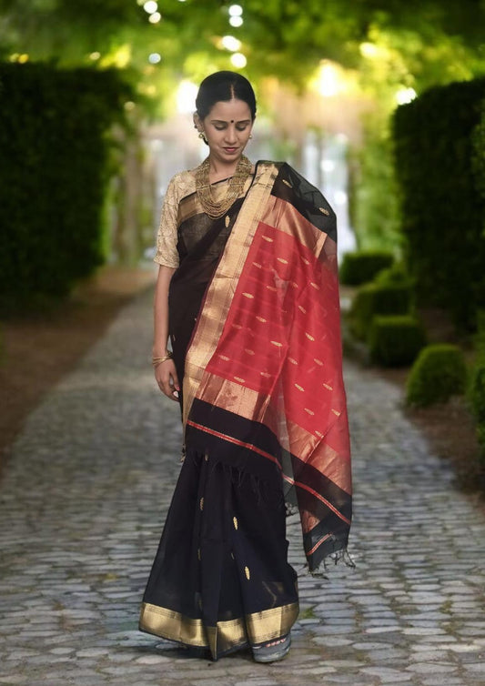 Maheshwari Saree- M6 Black