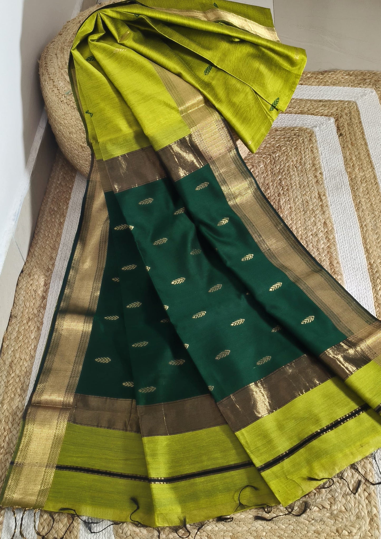 Maheshwari Saree- M7 Lime green