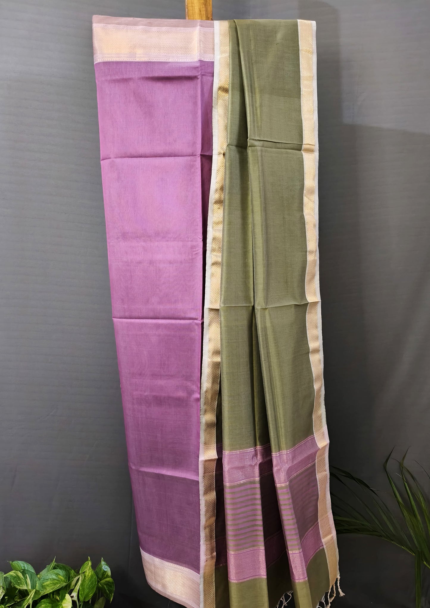 Maheshwari Silk Suit Set- Han Pink