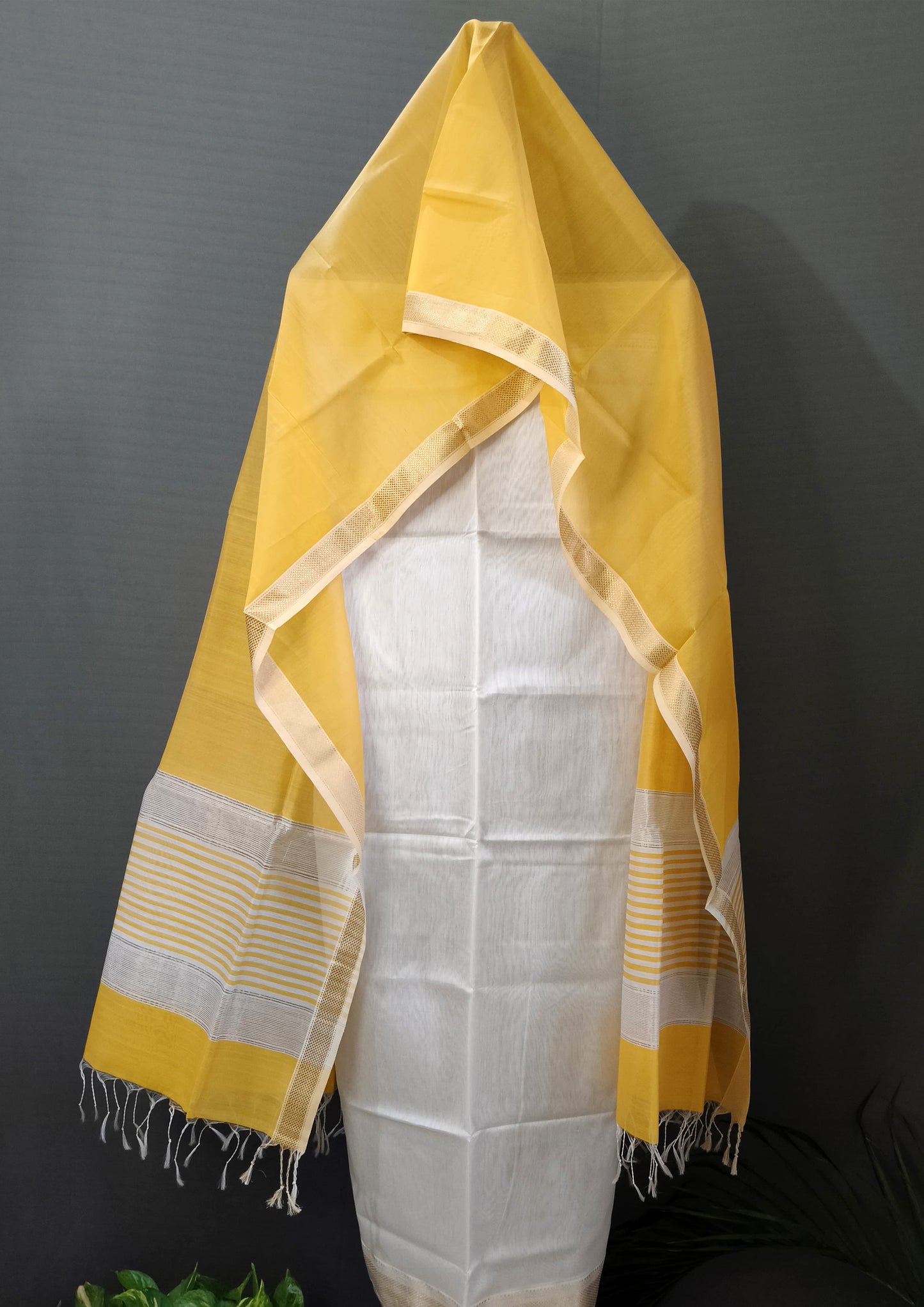 Maheshwari Silk Suit Set- Han Yellow