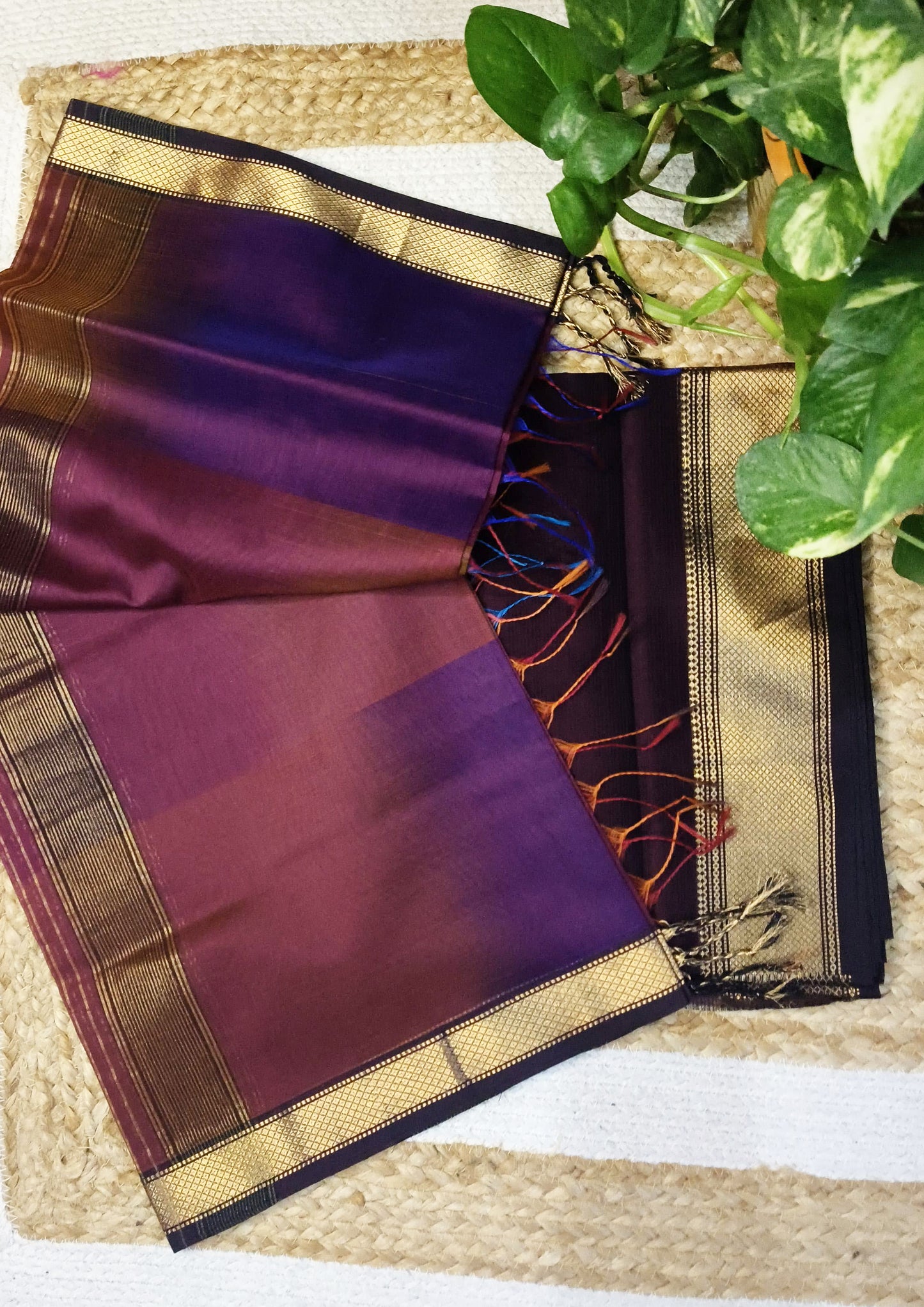 Maheshwari Silk Suit Set- Jamuni (dhup-chav)