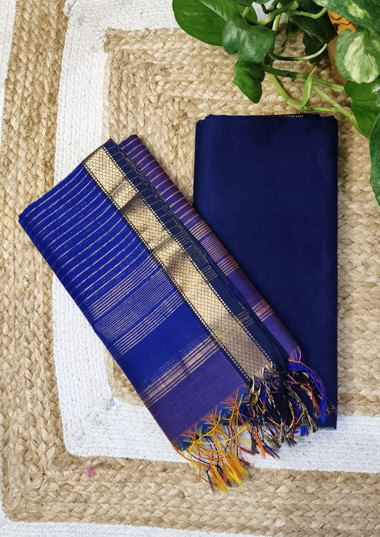 Maheshwari Silk Suit Set- Royal blue1