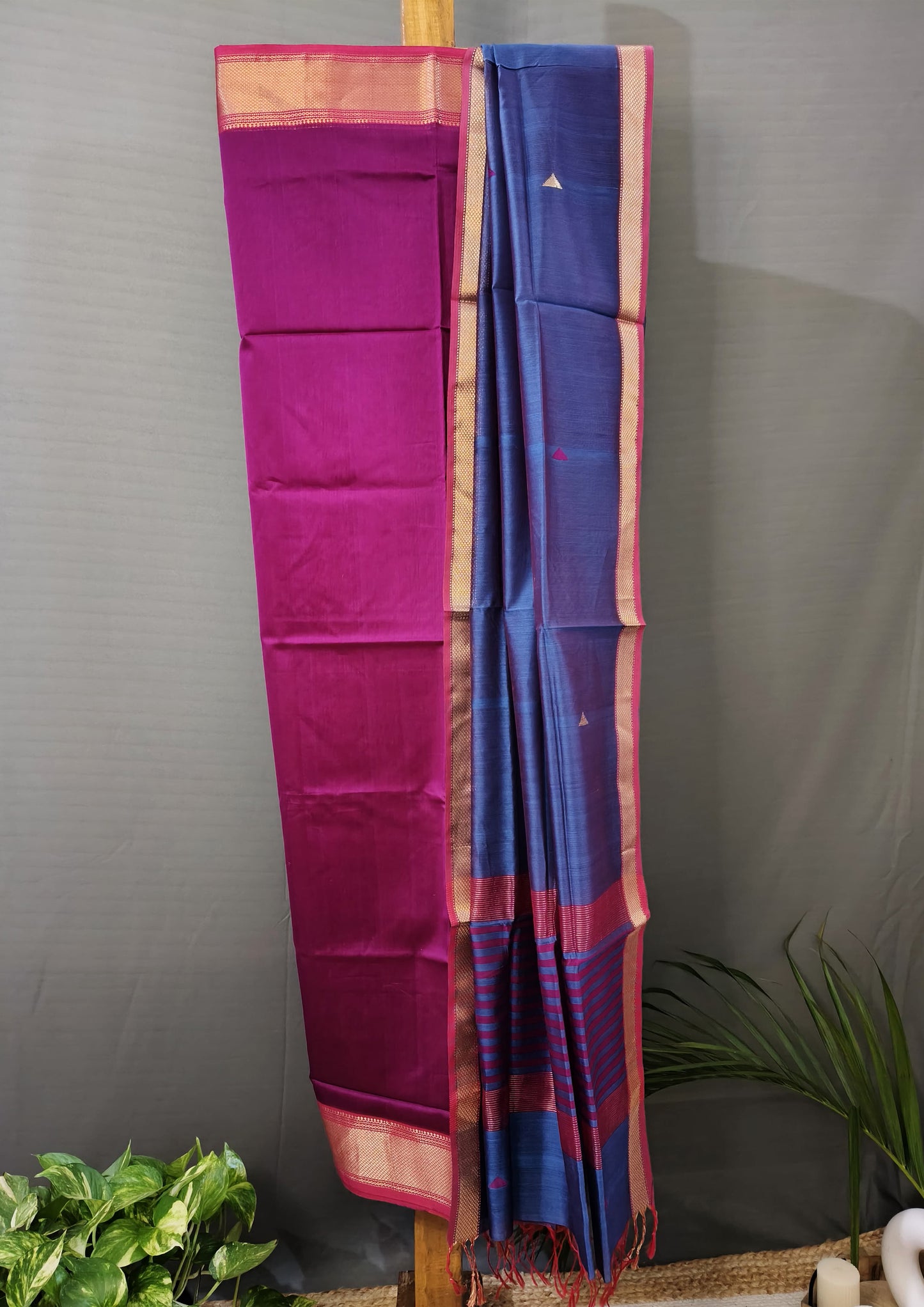Maheshwari Silk Suit Set- Buti Pink1
