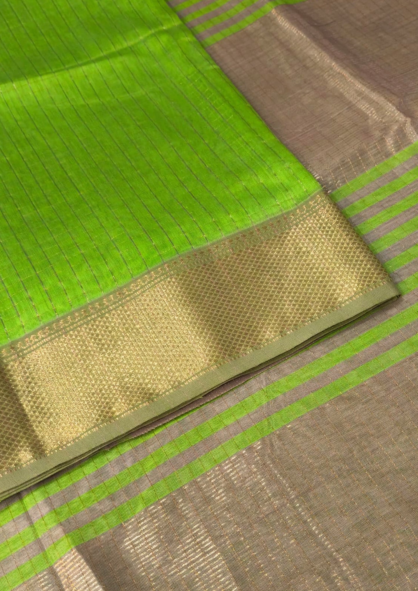 Maheshwari Saree- Lime Green