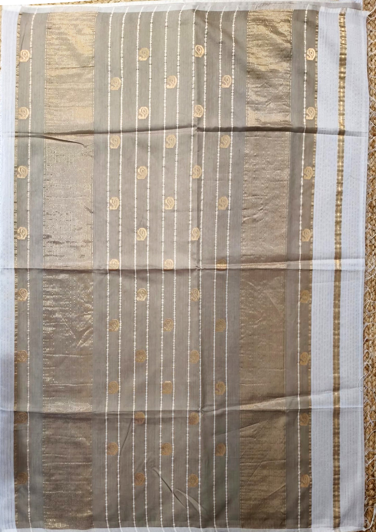 Maheshwari Saree- White Beige