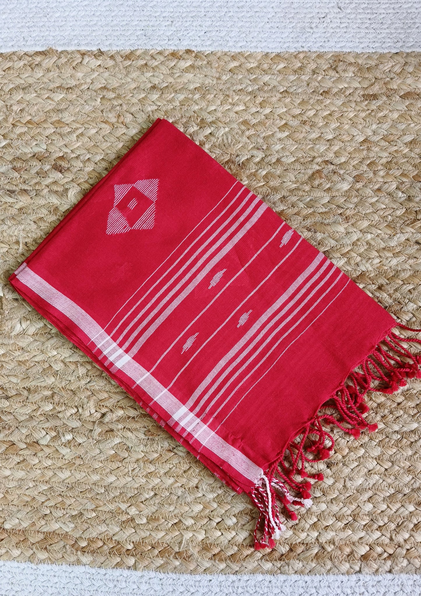 Jamdani Stole- Red 1