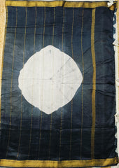 Shibori Maheshwari Saree S2- Black