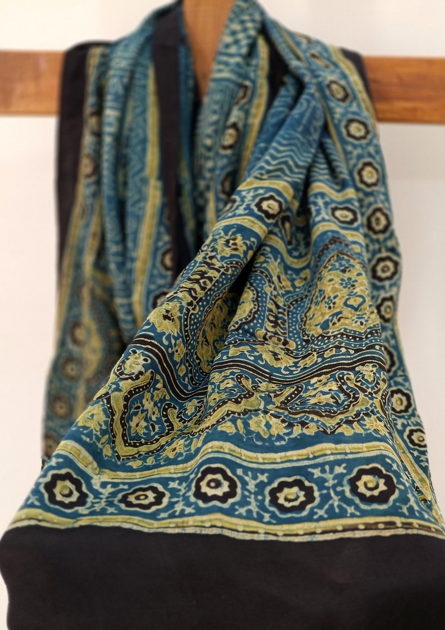 Handblock Printed Ajrakh Modal Stole- S2