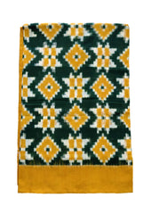 Telia Rumal Saree- Mustard & Green TR01