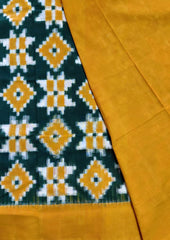 Telia Rumal Saree- Mustard & Green TR01